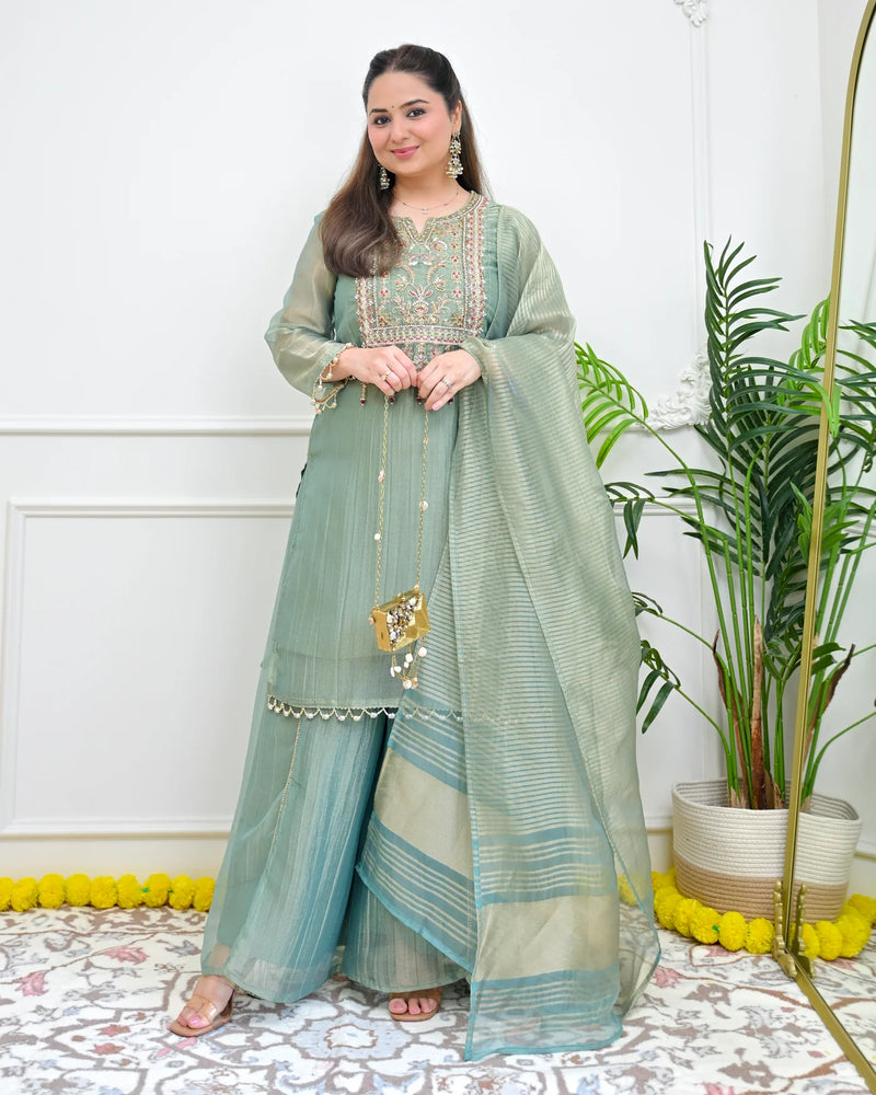 Blush Garden Mul Chanderi A Line Threadwork Suit Estimated Delivery Time 3 - 5 Days. (Copy) (Copy) (Copy)